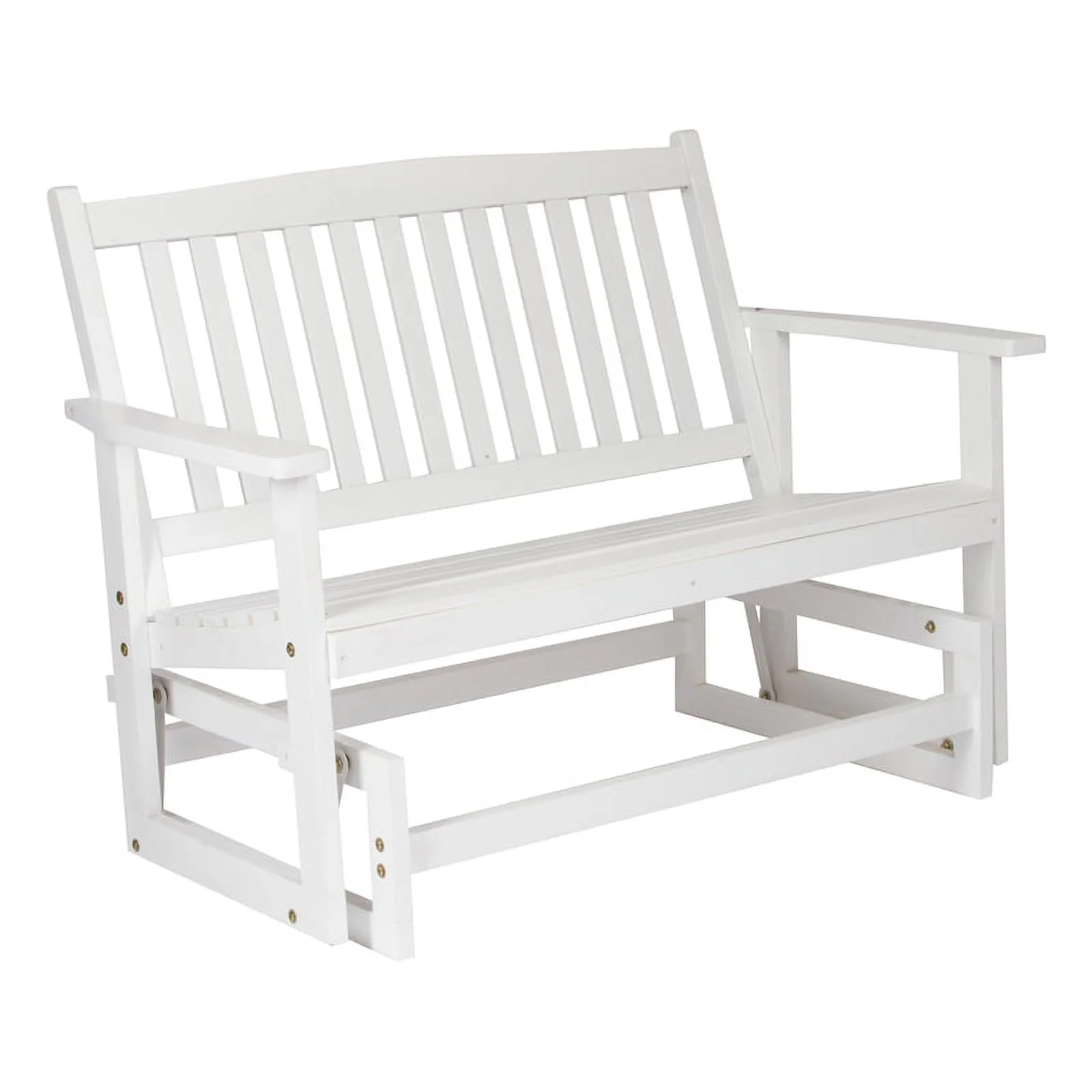Shine Company Traditional Hardwood Outdoor Glider Loveseat in White Finish