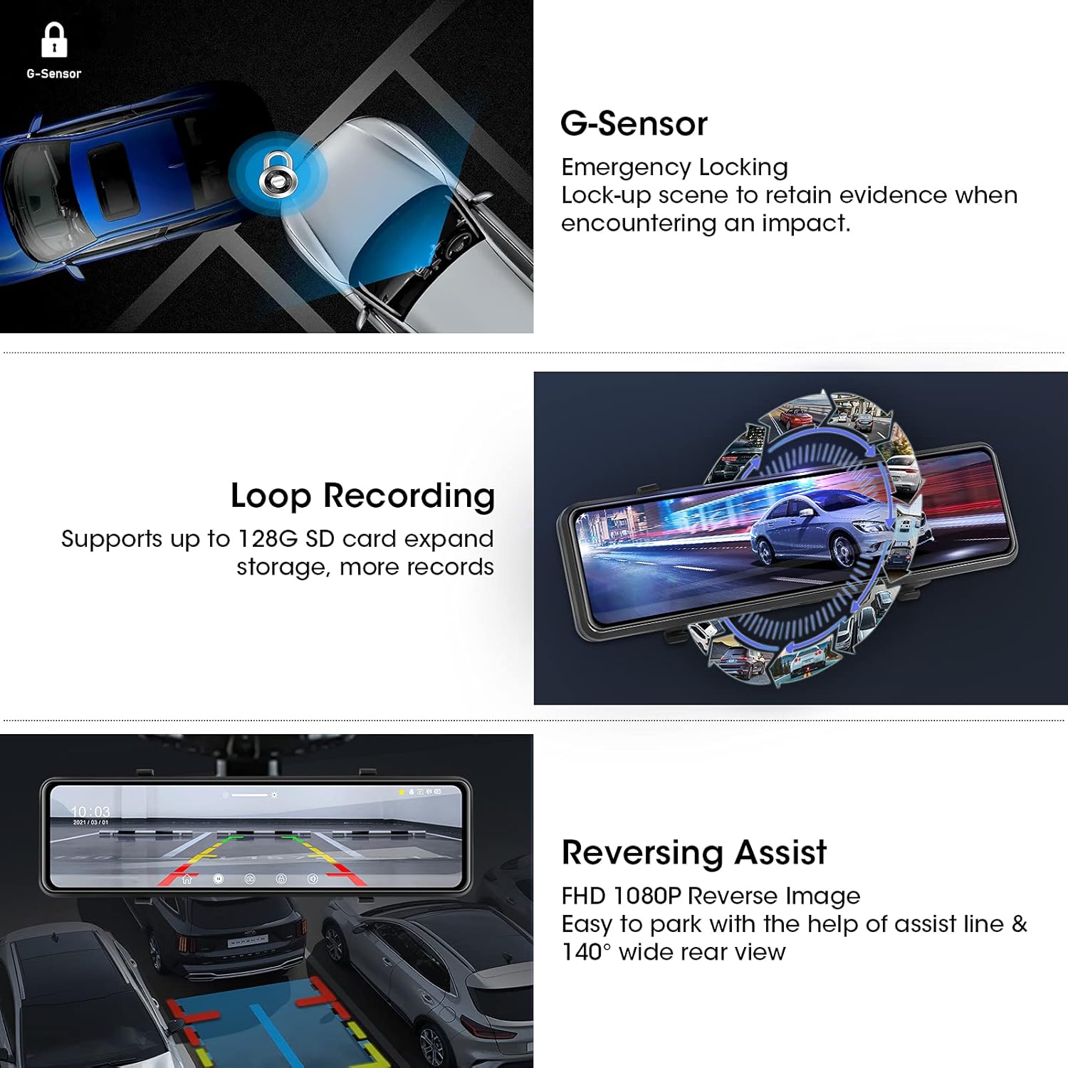 【Newest 11''】 Mirror Dash Cam Front and Rear Dual 1080P Rear View Mirror Camera FHD IPS Full Touch Screen Rearview Dashcam Waterproof Backup Camera