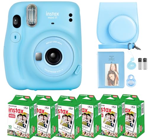 Fujifilm Instax Mini 11 Camera with Fujifilm Instant Mini Film (60 Sheets) Bundle with Deals Number One Accessories Including Carrying Case