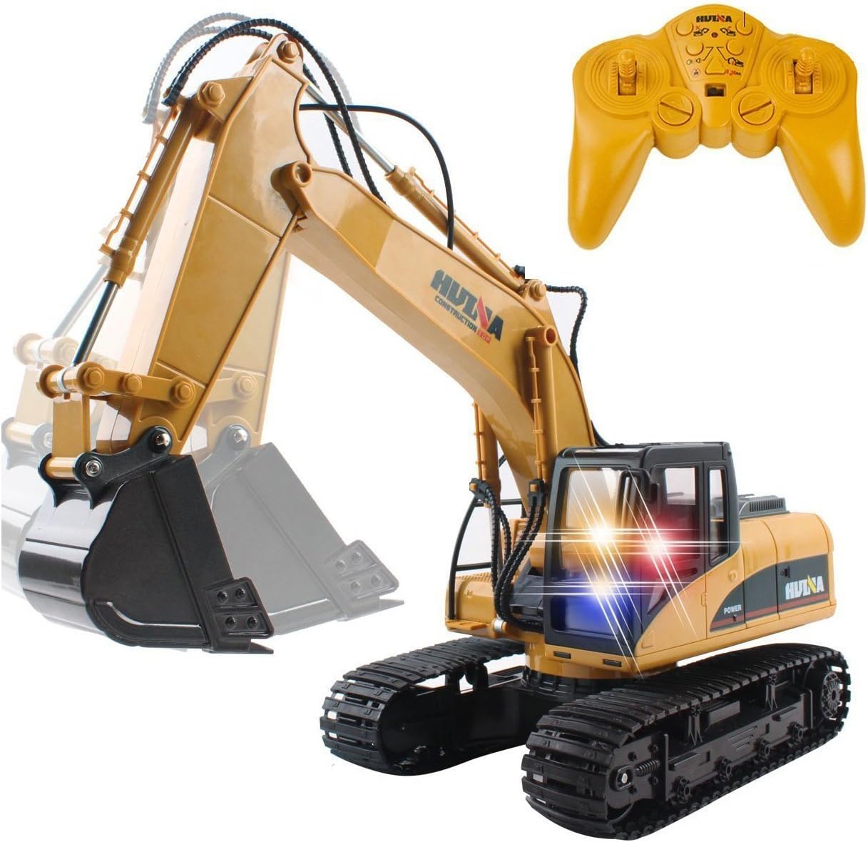 Remote Control Excavator,15 Channel Full Functional RC Excavator Toy Construction Tractor with Metal Shovel and Caterpillar