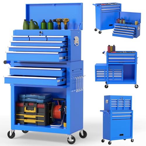 On Shine 8 Drawer Rolling Tool Chest, Large Capacity Rolling Tool Box with Wheels, Locking Mechanical Tool Chest