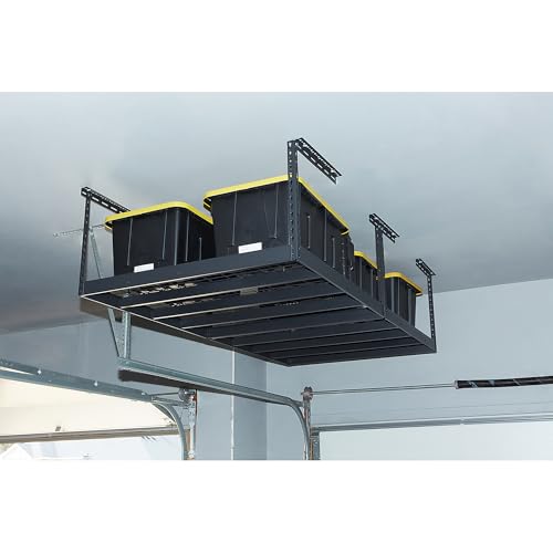 Klutch Gladiator Overhead Garage Storage Rack &mdash; Adjustable Height, 96in.L x 48in.D x 23&ndash;37in.H
