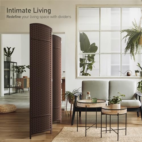 Sorbus 8-Panel Black Room Divider with Double Hinged Panels, 6 ft Tall Folding Privacy Screen