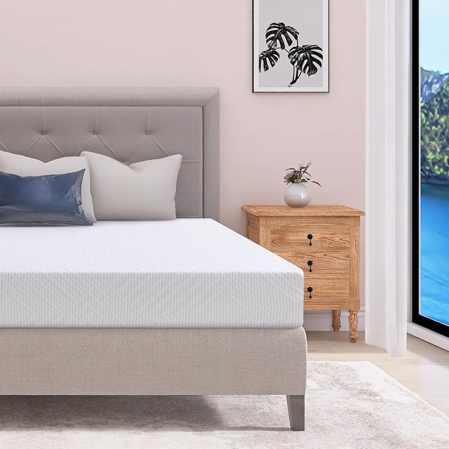 Memory Foam Mattress Full Size 10 Inch Mattress, Cooling Green Tea/Gel Medium Firm Mattress in a Box