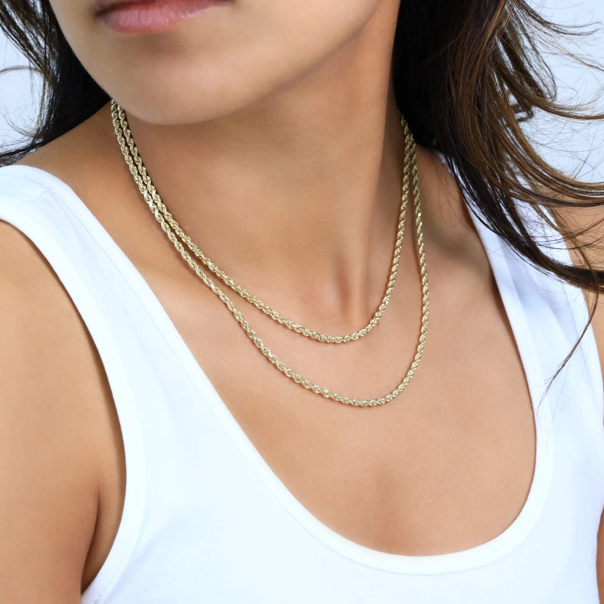 Nuragold 14k Yellow Gold 3mm Rope Chain Diamond Cut Necklace, Mens Womens Jewelry 16" - 30"