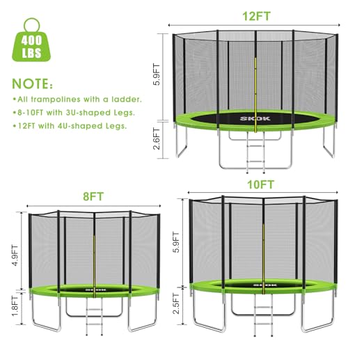 SKOK Trampoline 8FT 10FT 12FT 14FT 15FT Trampolines with Enclosure Net