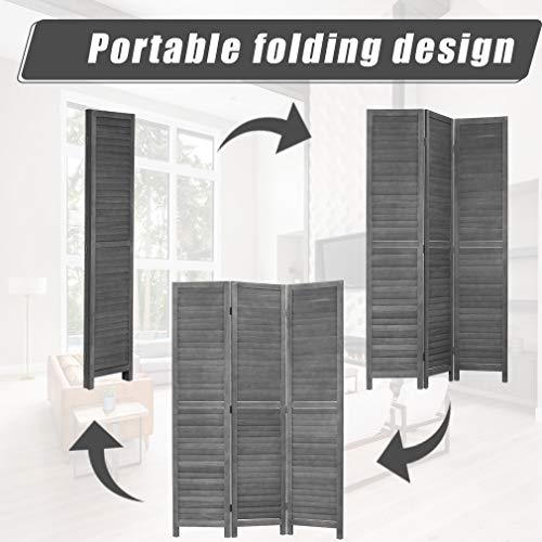 Room Divider 6 Panel Wood Privacy Screen Folding Partition Wall Room Dividers Freestanding White 5.57 FT Tall Divider for Room Separation