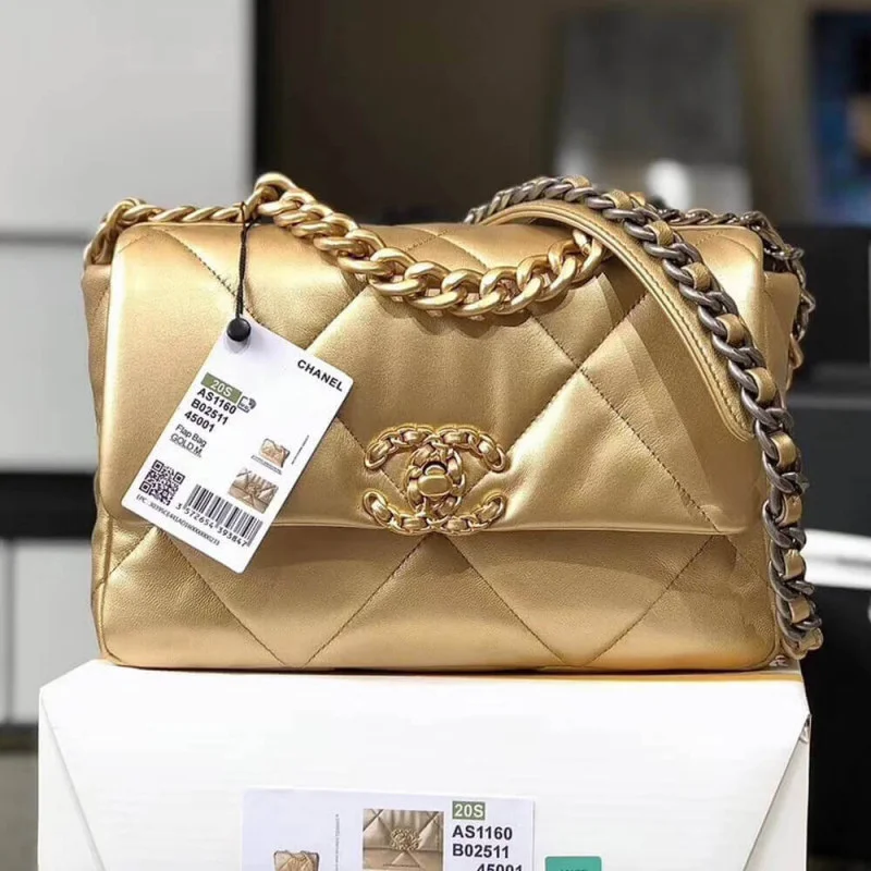 Chanel 19 Flap Bag As1160 Gold