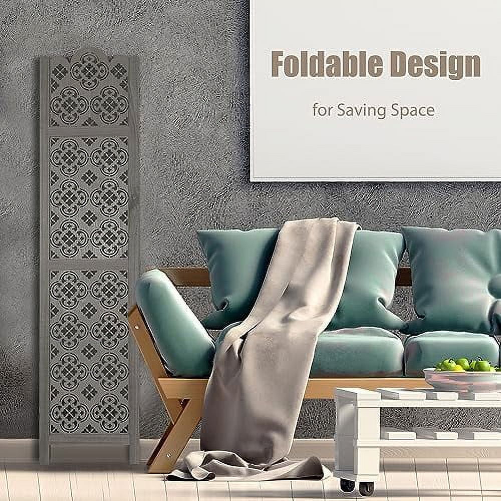 JDZHAPPYLIFE 6 Panel Room Divider  Folding Room Divider Freestanding Privacy Screen Divider  Carved Wood Room Divider for Bedroom Home Office