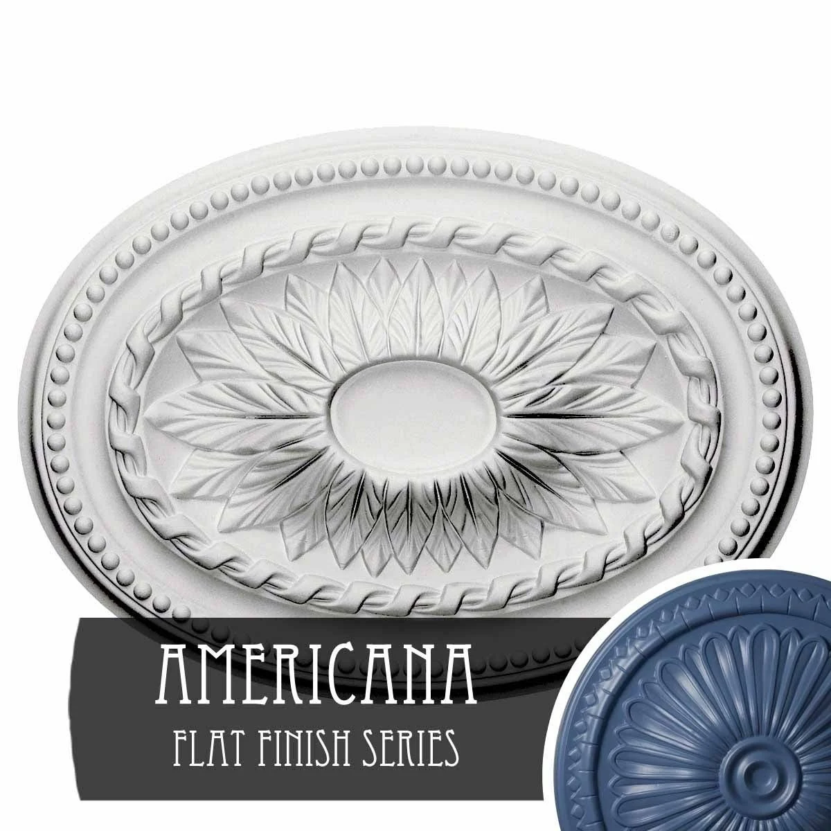 18 1/2x22W x 13 1/2x22H x 1 7/8x22P Saverne Ceiling Medallion, Hand-Painted Americana