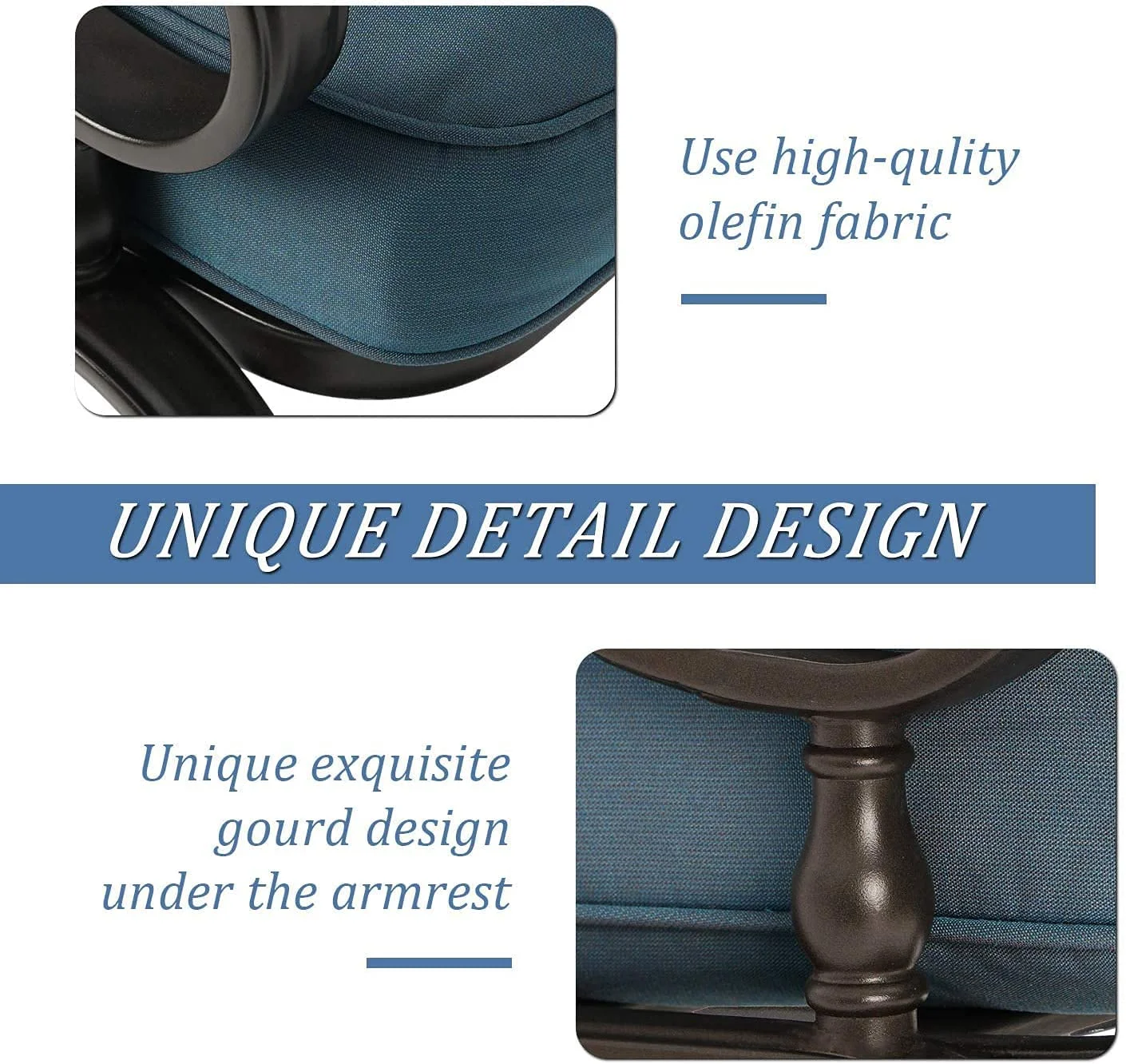 SUNCROWN 5-Piece Outdoor Patio Furniture Metal Conversation Set Loveseat and Chairs with Tables, Peacock Blue