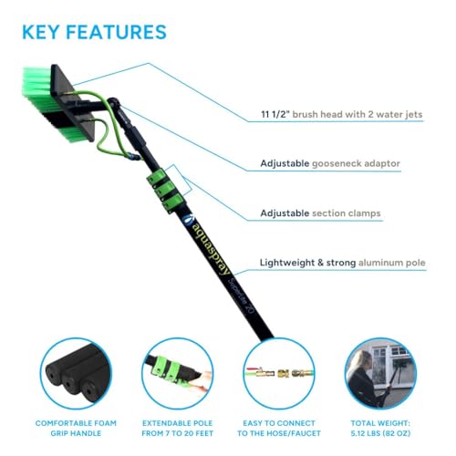 30 Feet Reach Solar Panel Cleaning Brush & Pole Water Fed Pole Kit