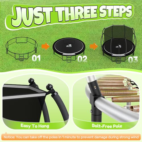 BCAN 8FT 10FT 12FT 14FT 15FT 16FT Recreational Trampoline with Enclosure for Kids Adults, ASTM Approved, Outdoor Trampolines with Ladder for Kids