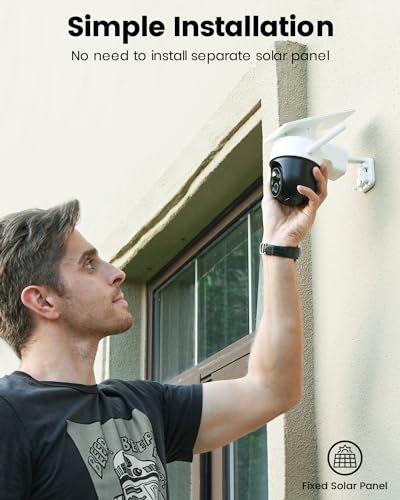 AOSU Solar Camera Outdoor Wireless - 100% Wire-Free Outdoor Security Camera Wireless with Fixed Solar Panel,360&deg; Panoramic View