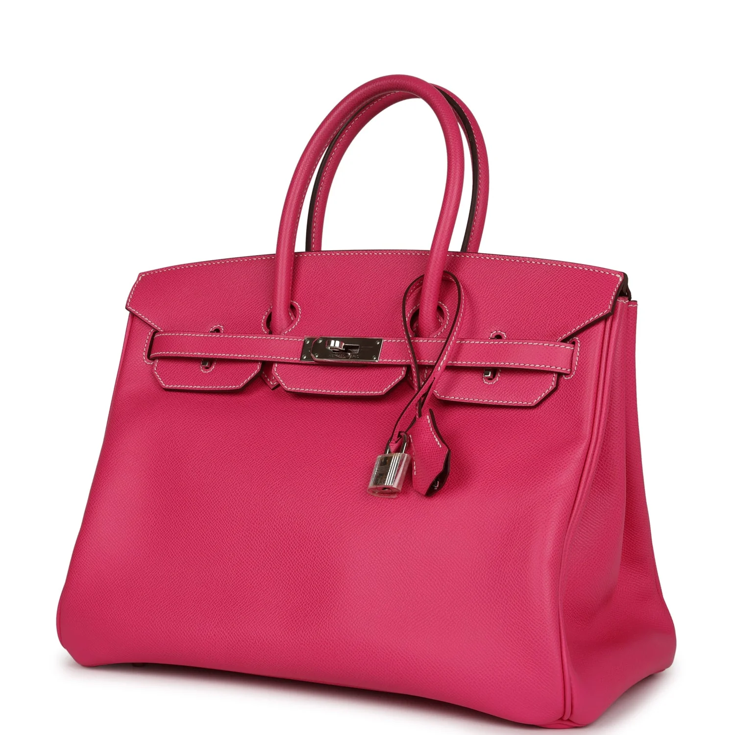 Pre-owned Hermes Birkin 35 Rose Tyrien Candy Epsom Palladium Hardware