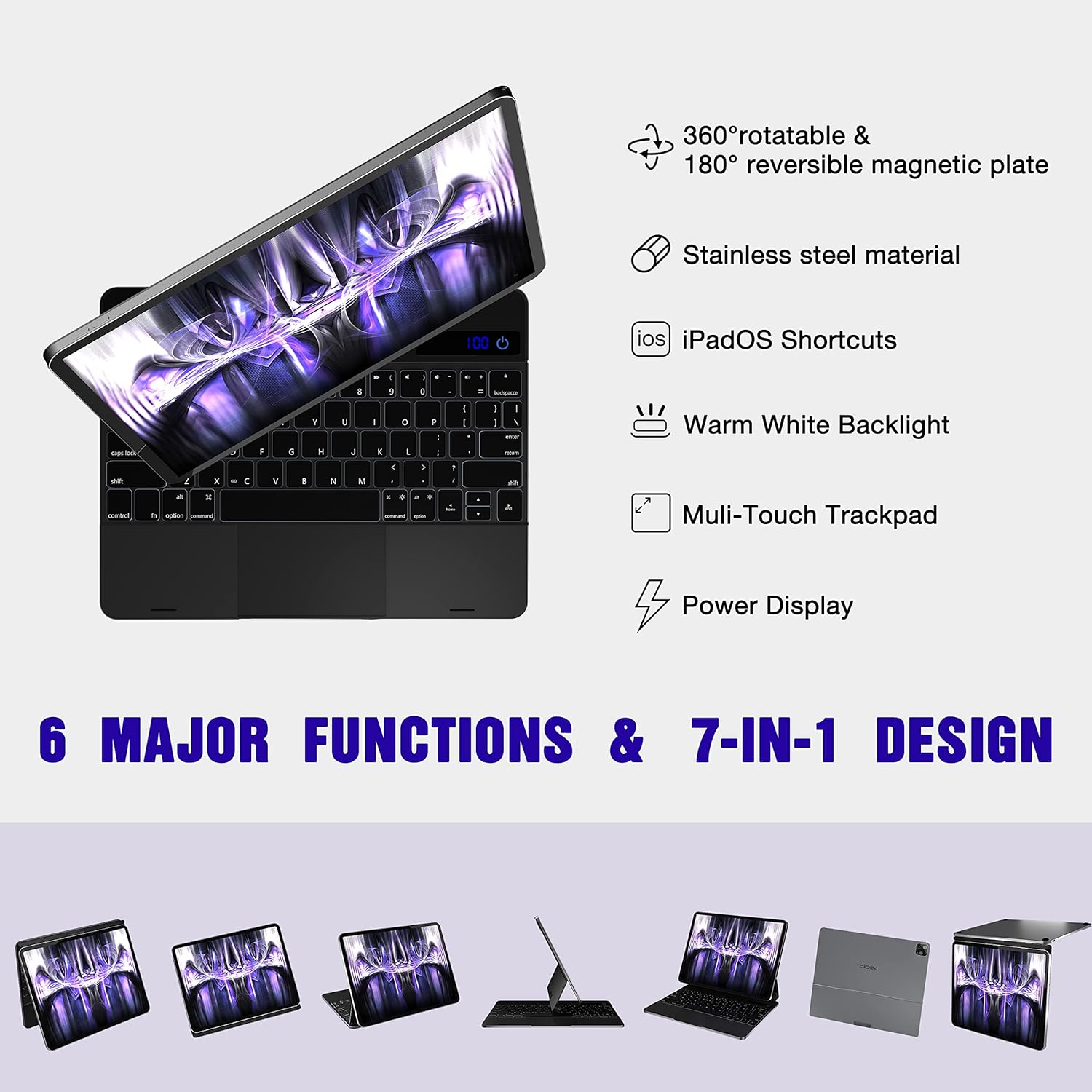 doqo Magnetic Keyboard Case for iPad Air 5th Generation(2022)/iPad Air 4th Generation(2020), iPad Pro 11 2018/2020/2021