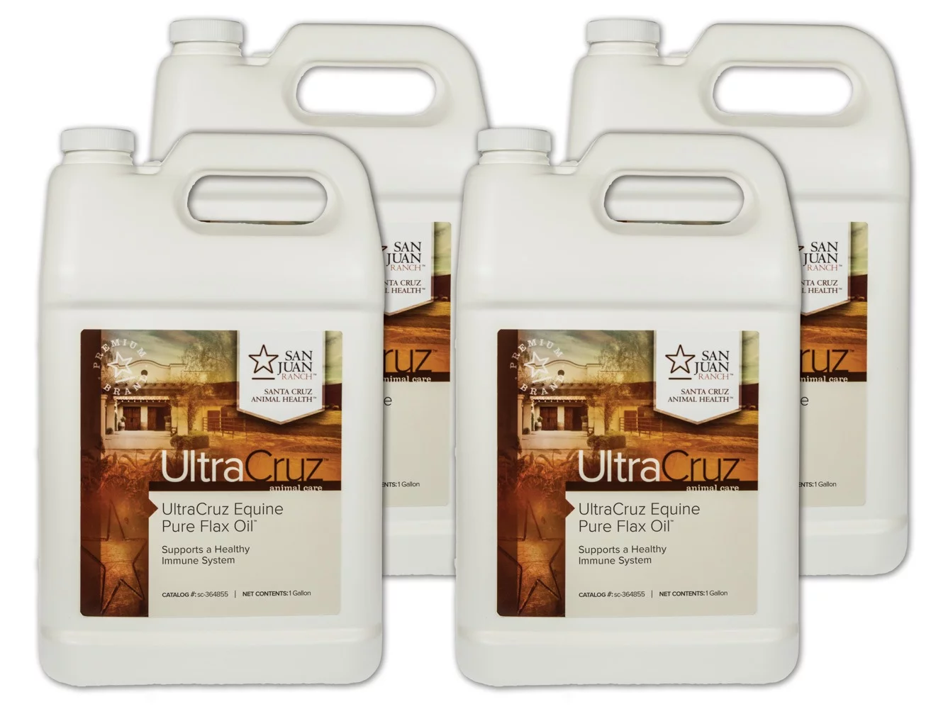UltraCruz Pure Flax Oil Supplement for Horses and Livestock, 4 x 1 Gallon