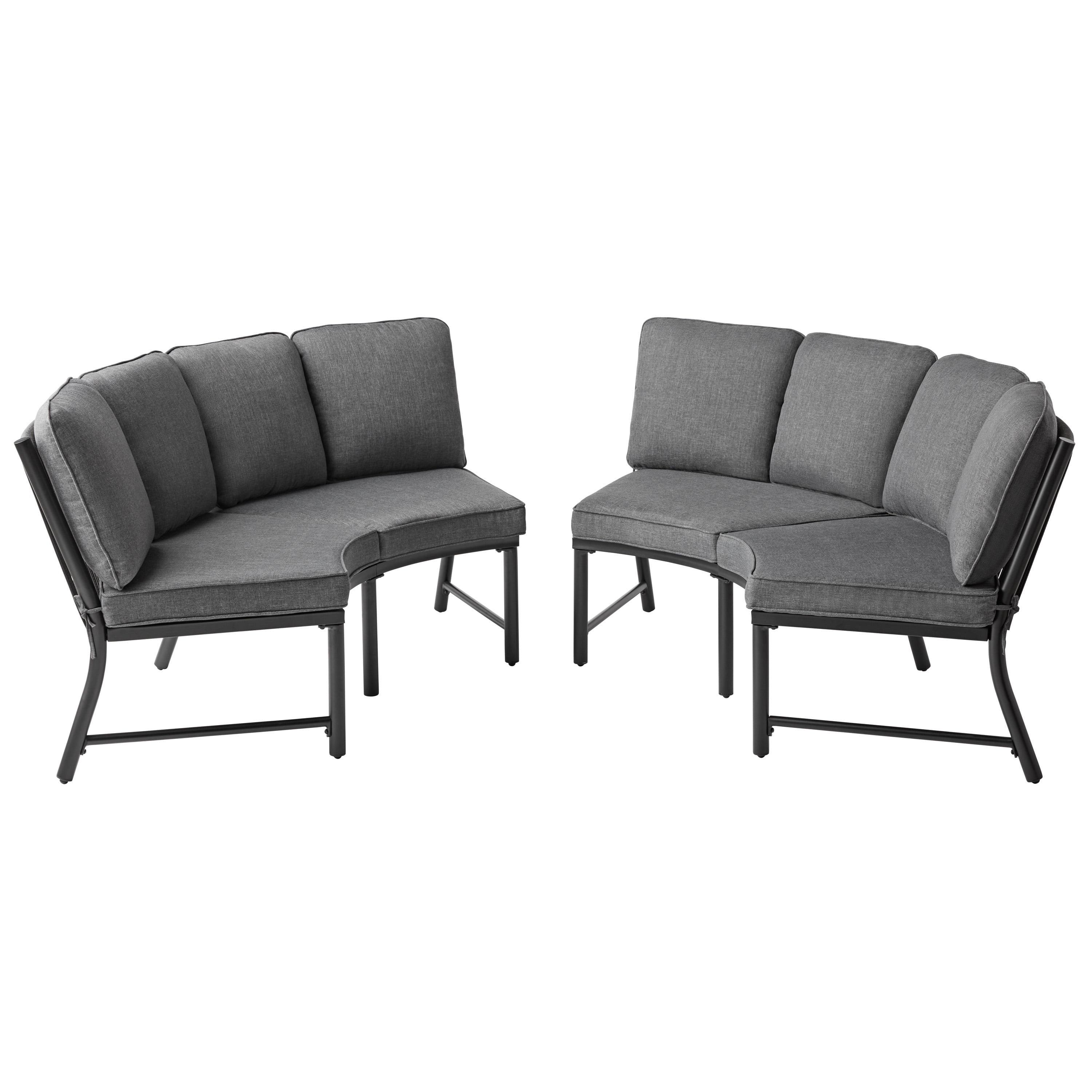 Mainstays Lawson Ridge 3-Piece Steel Curved Outdoor Sectional Set with Cushions, Gray