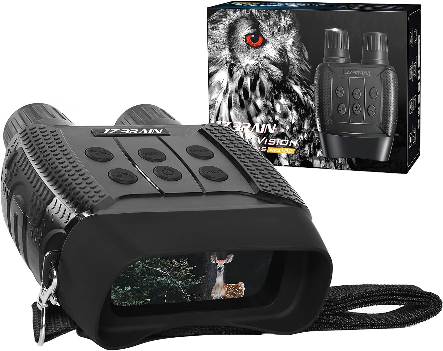 JZBRAIN Night Vision Binoculars Digital Infrared Goggles for Hunting Surveillance Tactical Uses in Darkness Black(Battery Not Included)