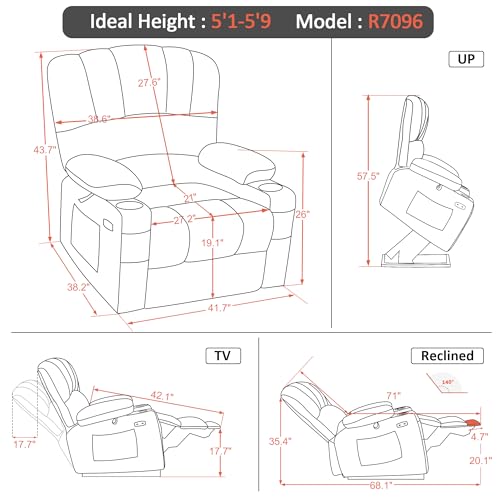 MCombo Oversized Power Lift Recliner Chair for Elderly, Lift Chair with Heat and Massage, Lift Recliner for Big and Tall, Cup Holders