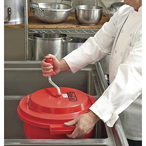 Chef Master 90012 Commercial Salad Spinner | 2.5 Gallon Capacity Salad Dryer | Sealed Gearbox | Built-in Brake System with Durable Spinner Mechanism