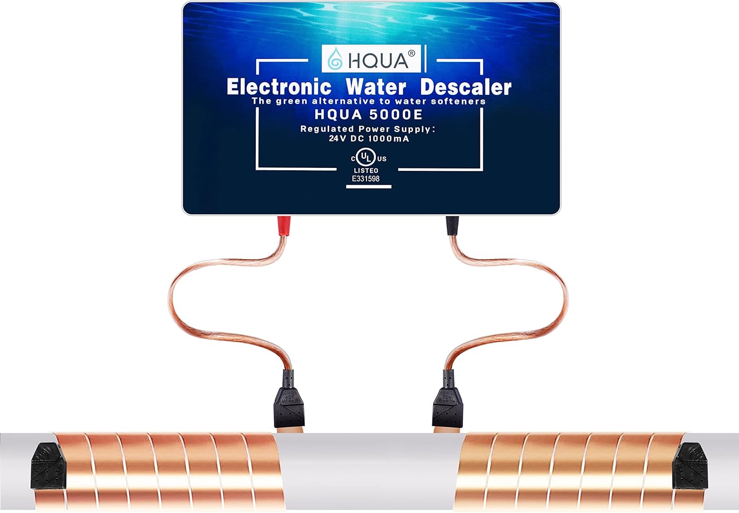 HQUA S350 Whole House Electronic Water Descaler, Alternative Water Softener, Salt Free, Limescale and Rust Removal and Prevention System