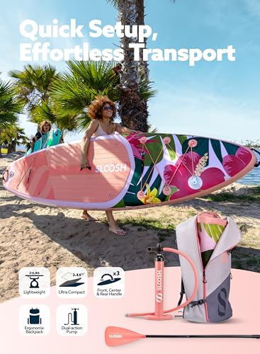 SLOOSH Inflatable Stand Up Paddle Board, 10'6" Inflatable Paddle Boards with Premium Accessories, Non-Slip EVA Deck, Ultra-Light Carry Bag Pump