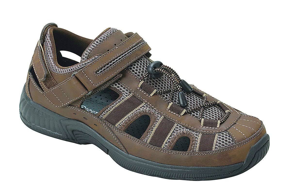 Men&s Orthofeet Clearwater Brown Leather 12 W