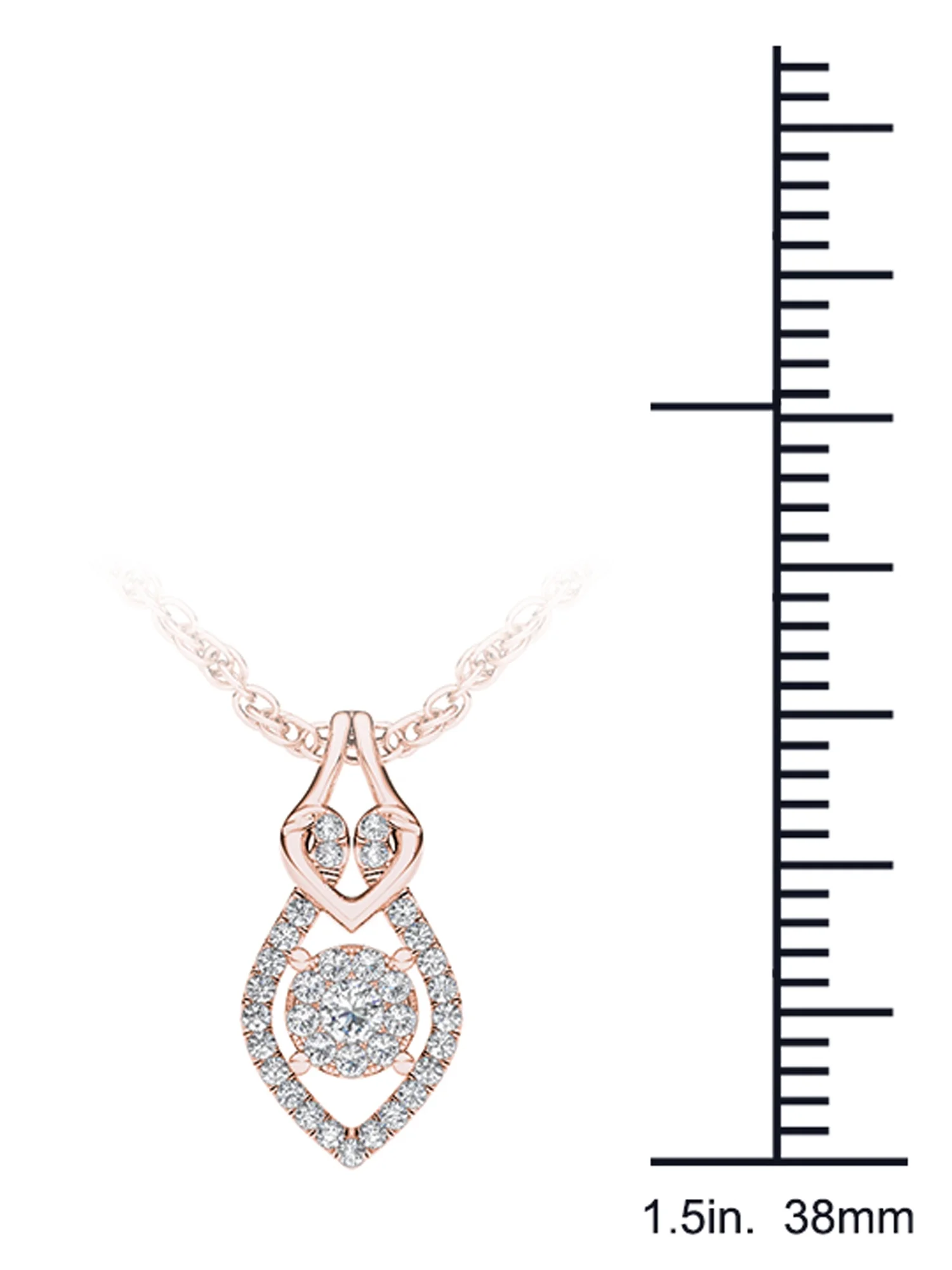 1/6Ct TDW 10K Rose Gold Diamond Teardrop Necklace