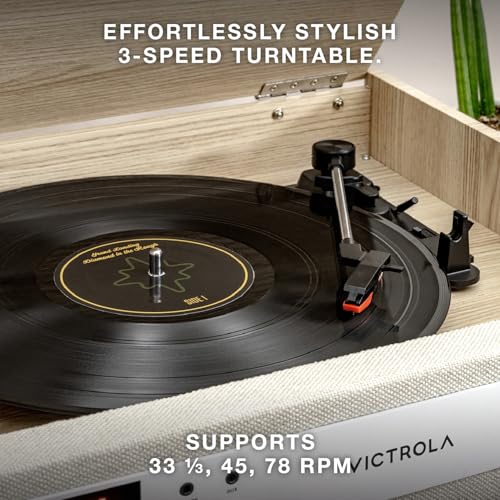 Victrola Century 6-in-1 Vinyl Record Player & Music Center &ndash; 3-Speed Turntable, CD & Cassette Player, VINYLSTREAM, Bluetooth & 3.5mm Aux