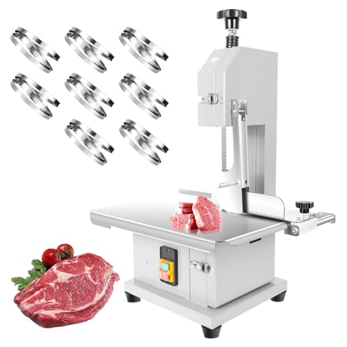 1500W Electric Bone Saw Machine | 20" x 15" Meat Cutting Table | Stainless Steel Bandsaw Machine | 0.04-8" Cutting Thickness with 8 Saw Blades |