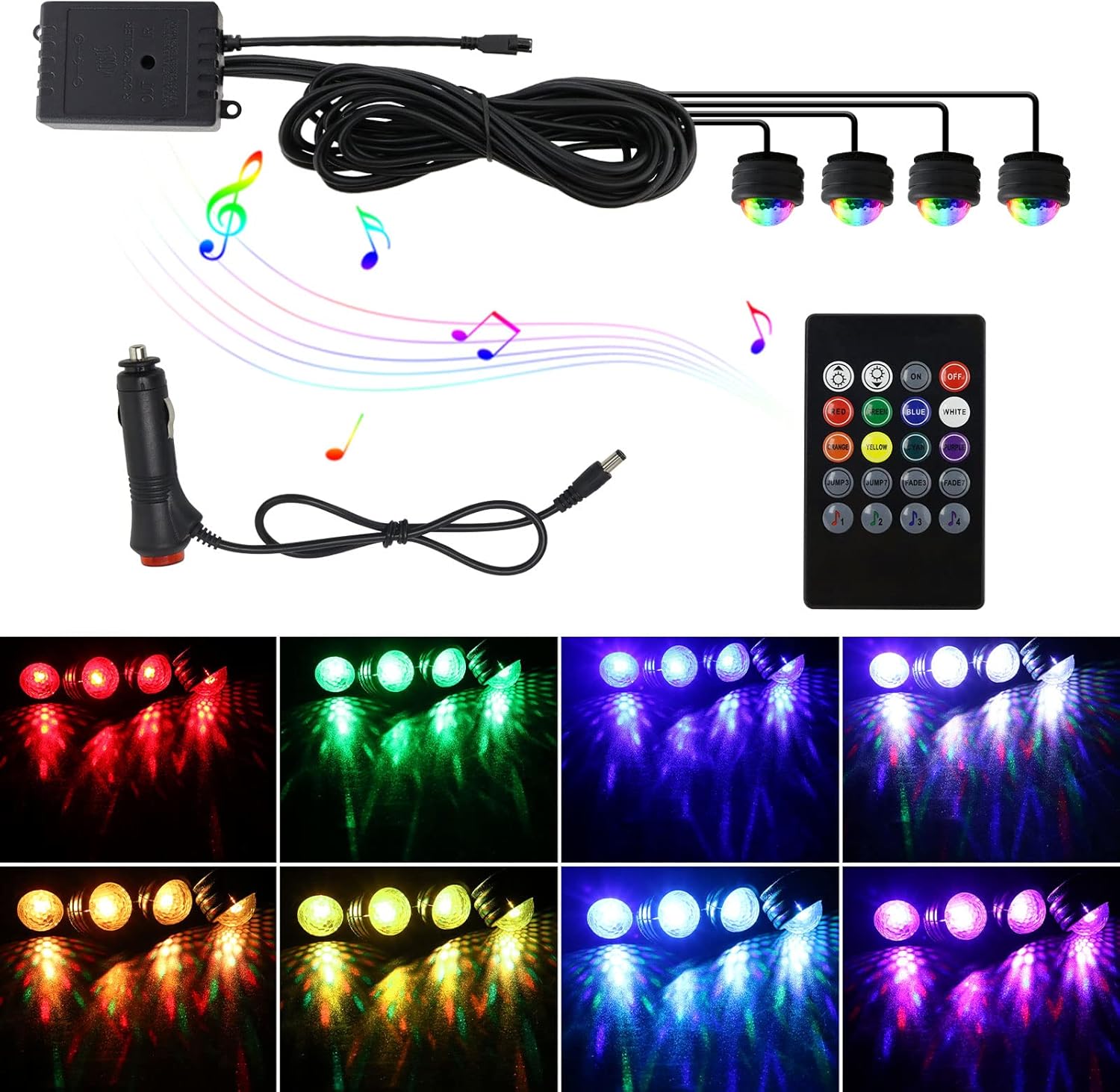 Interior Car Lights, WEBUPAR Car Accessories 10 in 1 Car LED Strip Lights with APP Control, 236 inches Fiber Optic