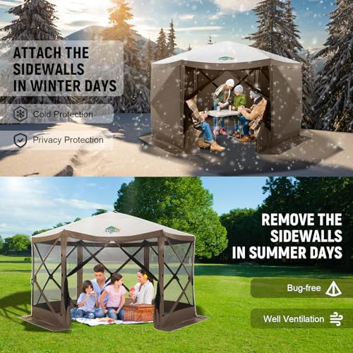 COBIZI 12x12ft Pop up Gazebo Screen Tent Screen House for Camping, Camping Outdoor Screened Gazebo, Canopy Tent