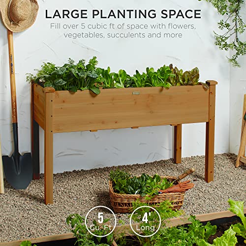 Best Choice Products 72x23x30in Raised Garden Bed, Elevated Wood Planter Box Stand for Backyard, Patio, Balcony w/Divider Panel, 6 Legs