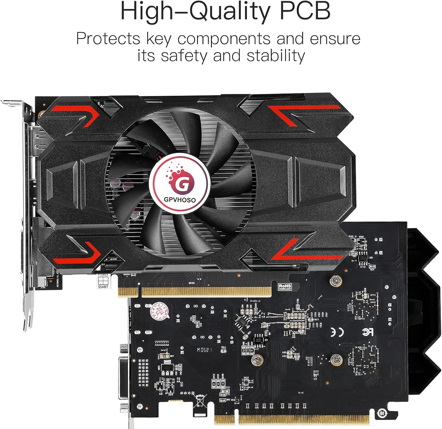 KAER AMD Radeon RX 550 Computer Graphics Card 4GB, GDDR5, 128 Bit, DirectX 12, PCI Express 3.0, DP HDMI DVI-D, Desktop Gaming Video Card, Computer GPU