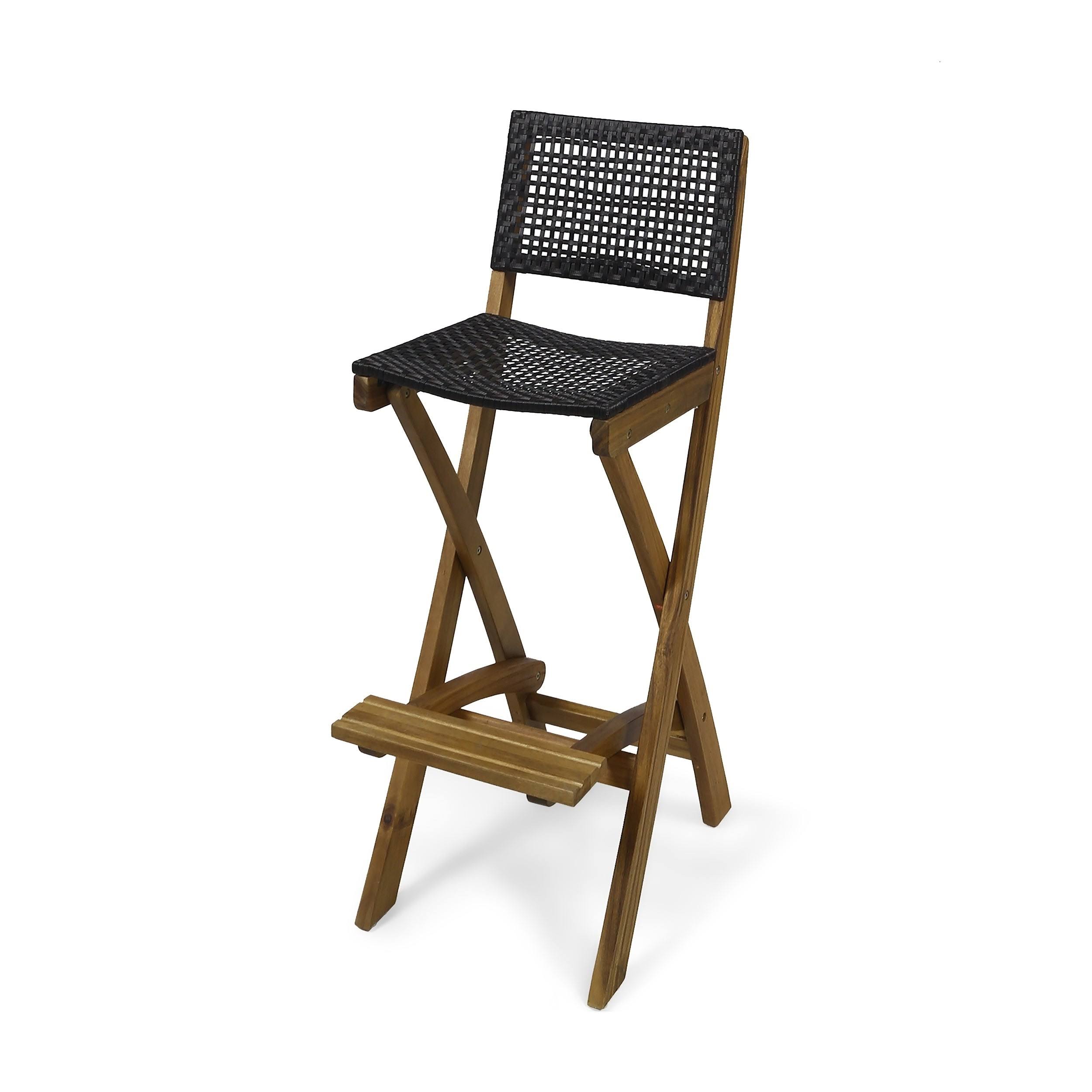 Polaris 2pk Acacia Wood Folding Barstools Dark Gray - Christopher Knight Home