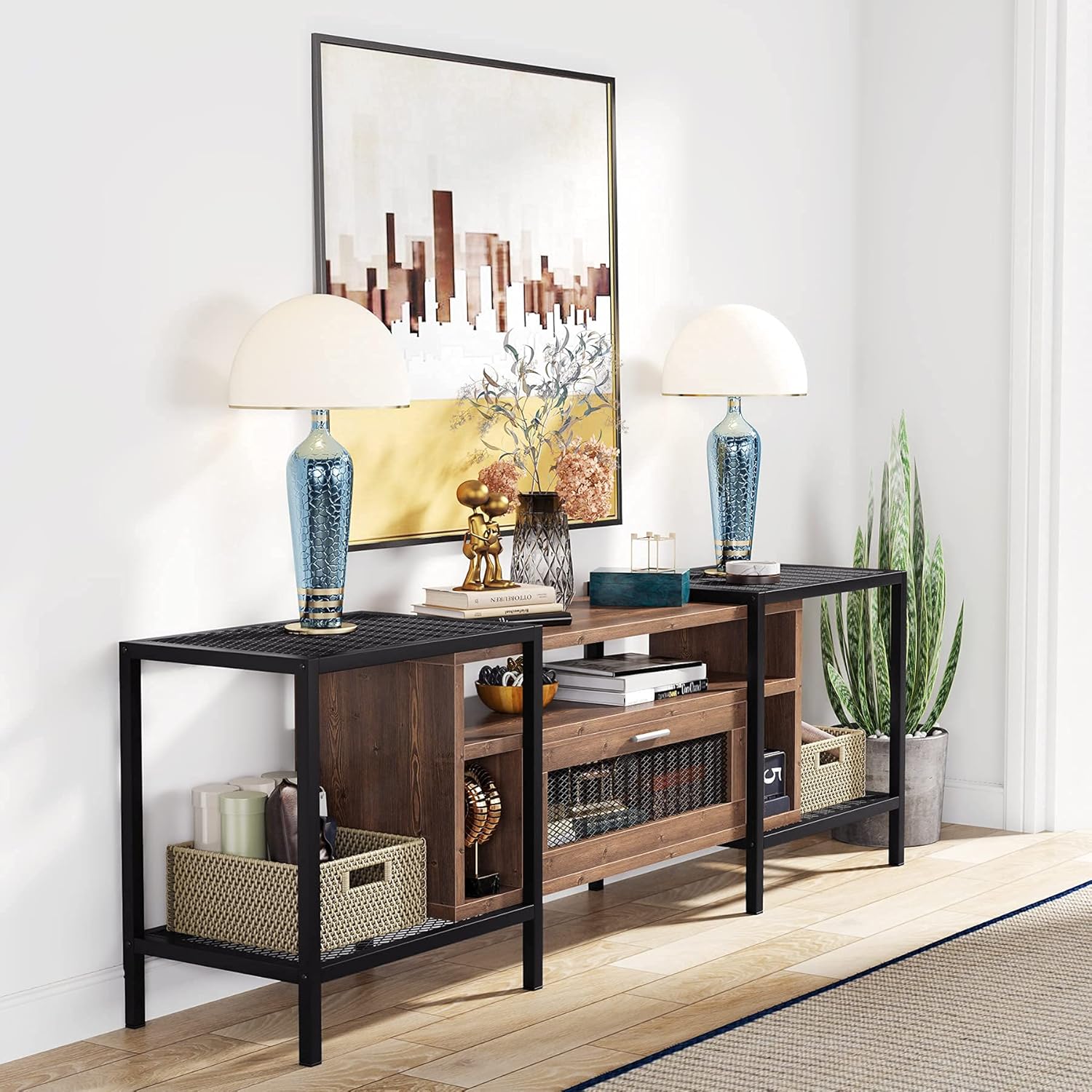 Tribesigns 75 Inch TV Stand for TVs Up to 85 inch, Console Table Entertainment Center with Storage Cabient and Shelves for Living Room