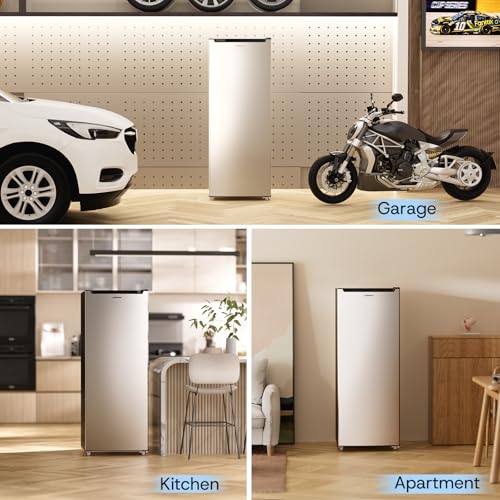 Upstreman 7.0 Cu.Ft Upright Freezer Large Capacity Convertible Refrigerator/Freezer, 5 Adjustable Shelves, Energy Efficient, Garage Ready