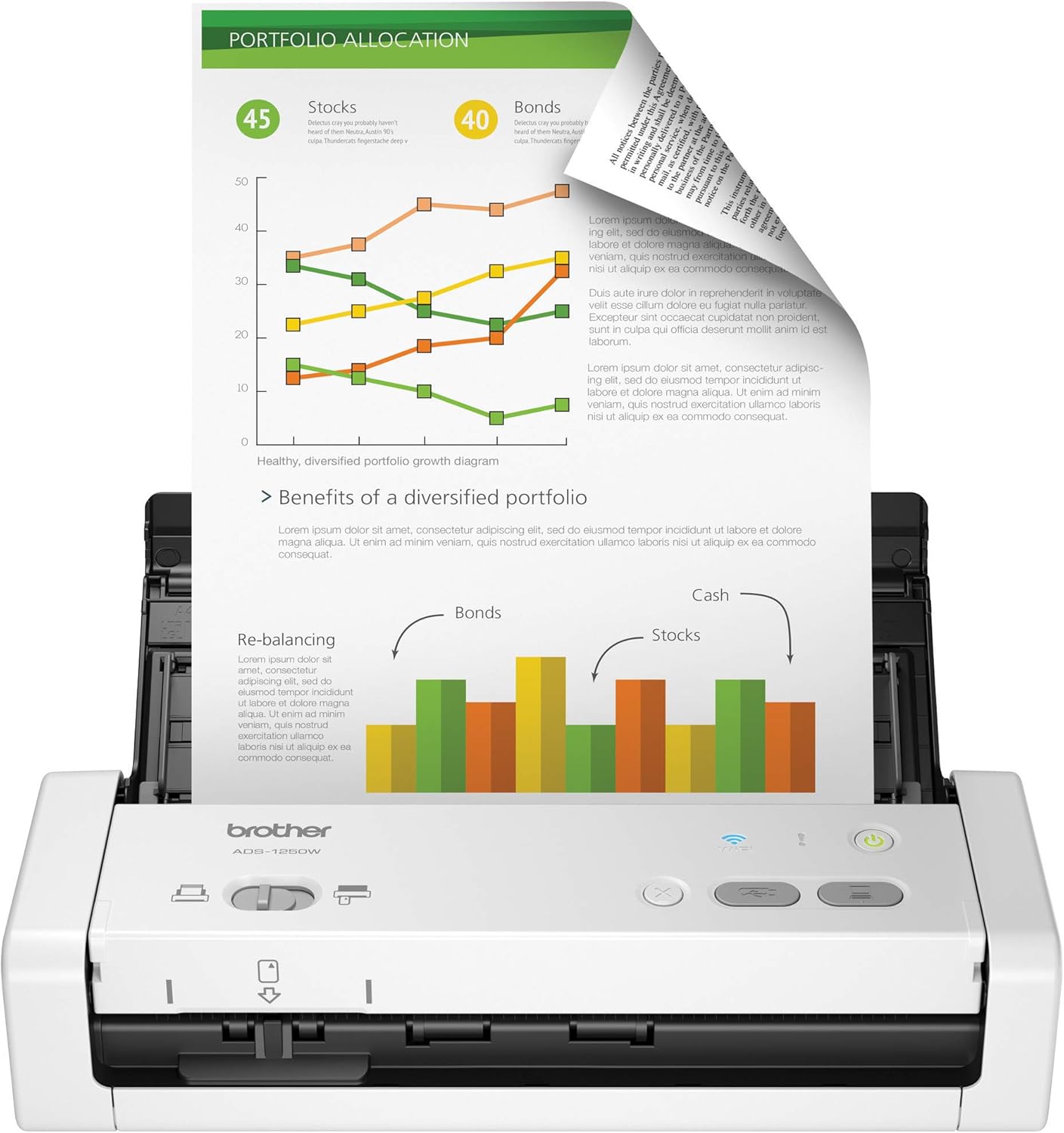 Brother Wireless Portable Compact Desktop Scanner, ADS-1250W, Easy-to-Use, Fast Scan Speeds, Ideal for Home, Home Office or On-the-Go Professionals