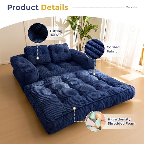 MAXYOYO Folding Sofa Bed, L-Shaped Convertible Sofa Bed with Armrest Foldable Sleeper Couch with Pillow