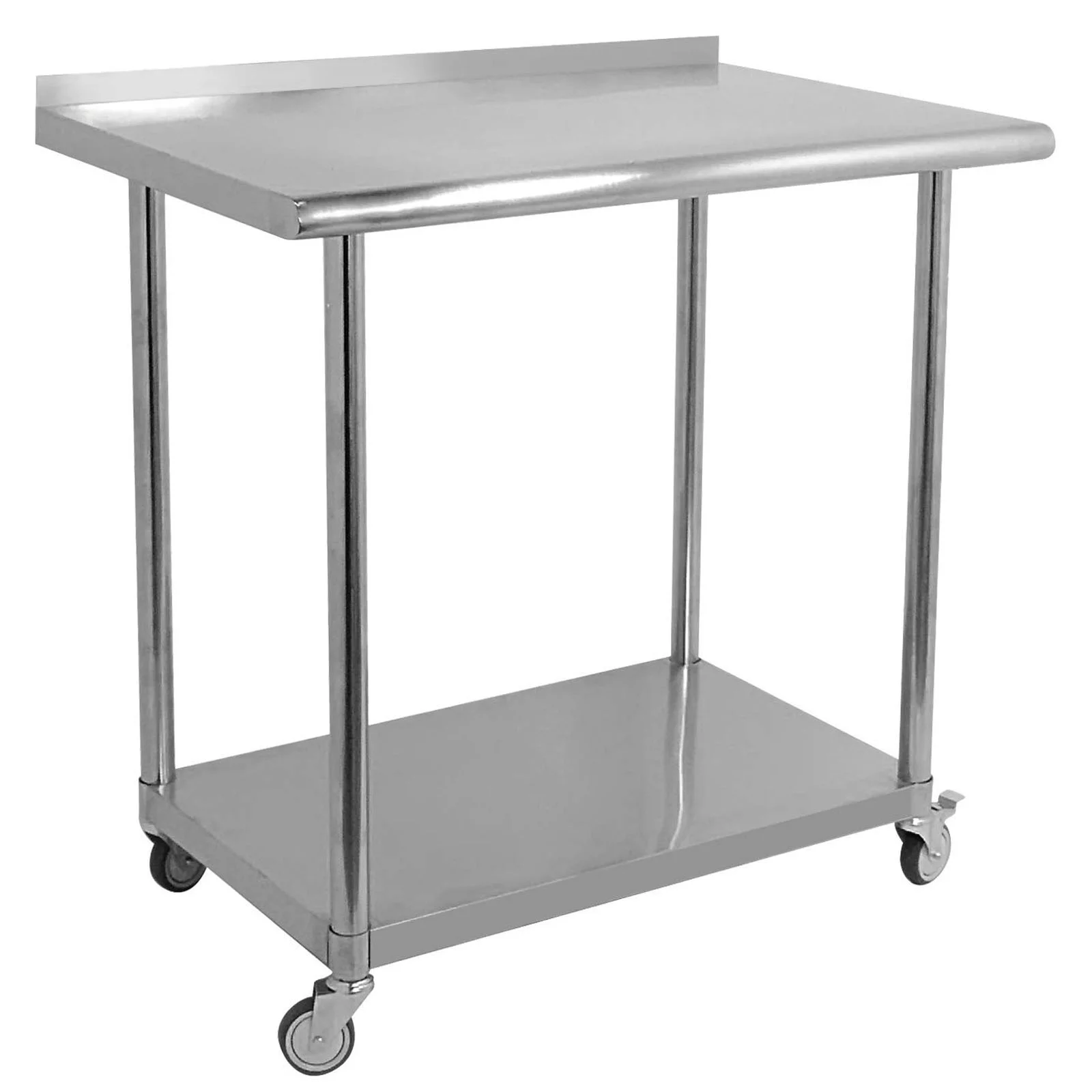 Uyoyous 36" x 24" NSF Stainless Steel Work Table with Backsplash, Commercial Kitchen Prep Table with 4 Casters