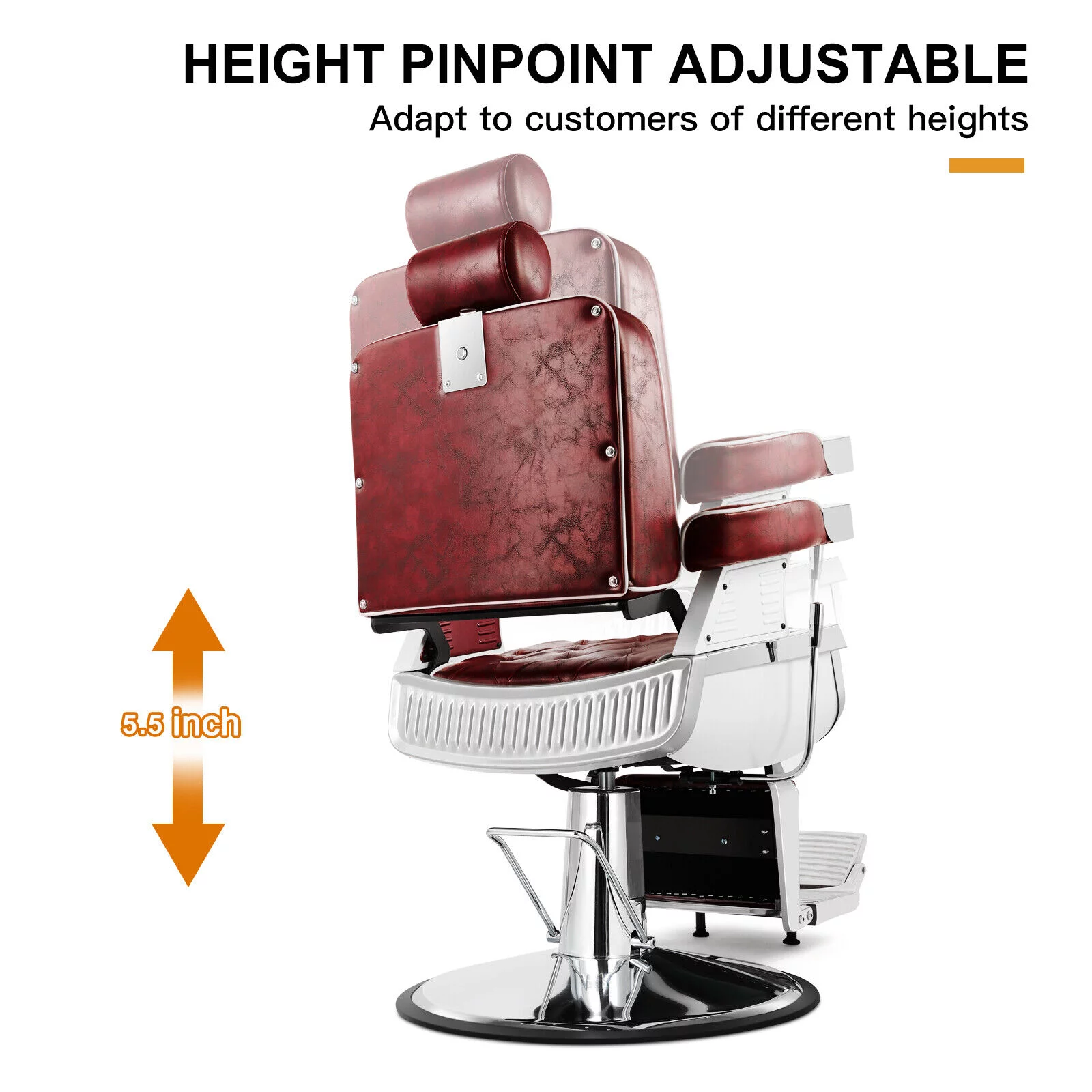 Artist Hand Heavy Duty Salon Recliner Barber Chair Hair Stylist Tattoo Beauty Spa (Red)