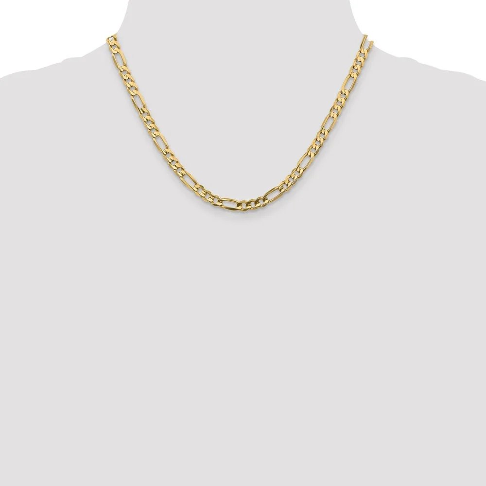 Auriga 10K Yellow Gold 5.5 mm Concave Open Figaro Chain Necklace for Women 18"