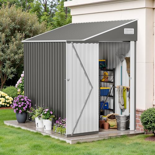 NicBex 6×5 Resin Outdoor Storage Shed with Floor & Window– All-Weather Lockable Small Tool Shed