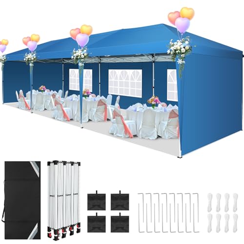 COBIZI Canopy 10x20 Pop Up Canopy Tent with 6 Sidewalls Party Tents for Parties Weddings Backyard Waterproof Canopy Outdoor Commercial Canopy Event