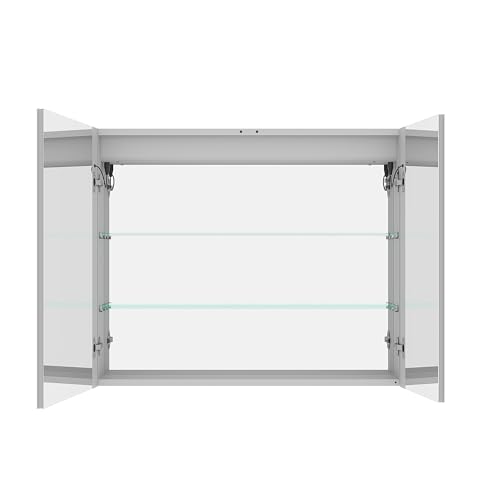Medicine Cabinet with LED Vanity Mirror, Anti-Fog, Dimmable, Recessed or Surface Mount