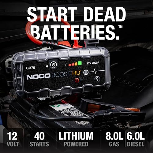 NOCO Boost GB70: 2000A UltraSafe Jump Starter &ndash; 12V Lithium Battery Booster Pack, Portable Jump Box, Power Bank & Jumper Cables