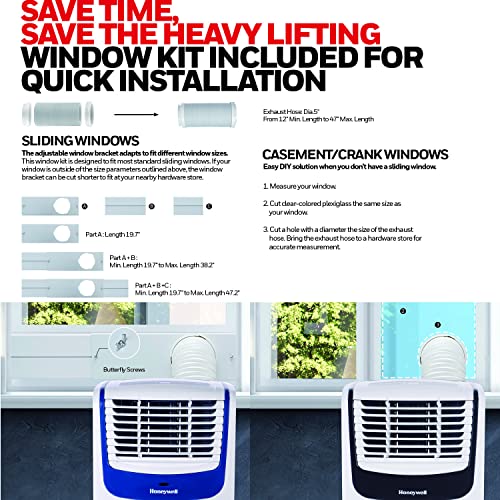 Honeywell Black MO08CESWB6 9,100 (ASHRAE)/6,100 BTU (SACC) Portable Air Conditioner