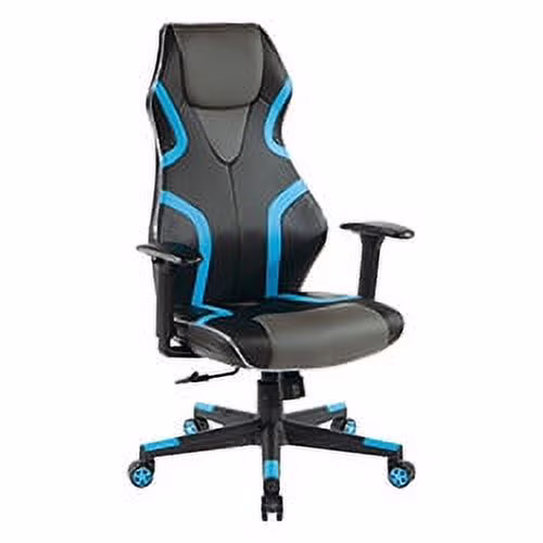 OSP Home Furnishings Lumbar Support & Adjustable Swivel Gaming Chair, Gray