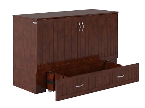 AFI Southampton Queen Murphy Bed Chest with Mattress, Storage, and Built-in Charger in Grey